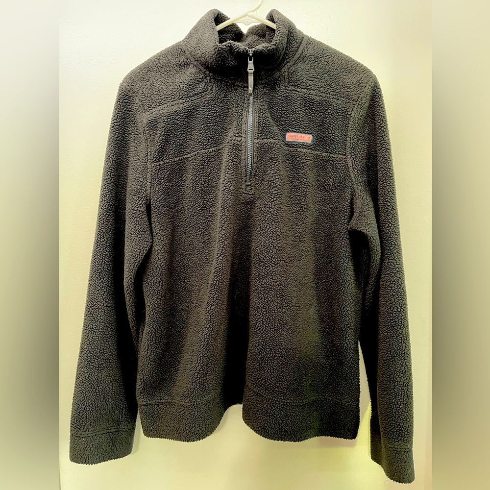 Vineyard Vines black sherpa fleece Shep Shirt, 1/4 zip, women’s L